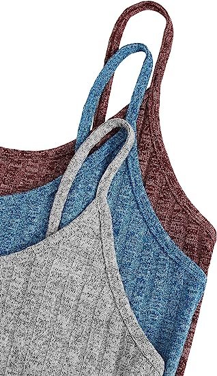 Women's 3 Sets Rib Knit Lounge Set Crop Cami Top and Tie Front Shorts Sleepwear Pajama Set