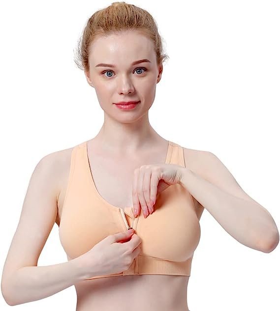 Women's Zip Front Sports Bra Wireless Yoga Sports Bras