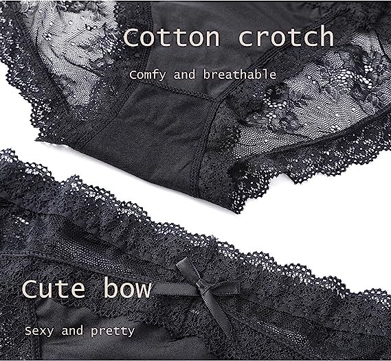 Women's Lace Lingerie Sexy Breathable Low Rise Panties ( 2 Pack )