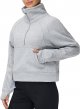 Womens' Half Zip Pullover Fleece Stand Collar Crop Sweatshirt with Pockets