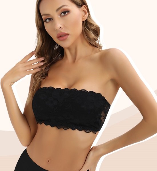 Women's Strapless Lace Bandeau Bra Padded